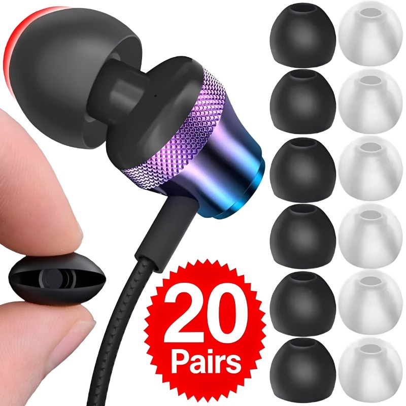 Silicone Ear Tip Replacement - 1-20 Pasang Bantalan Telinga Pengganti Silikon