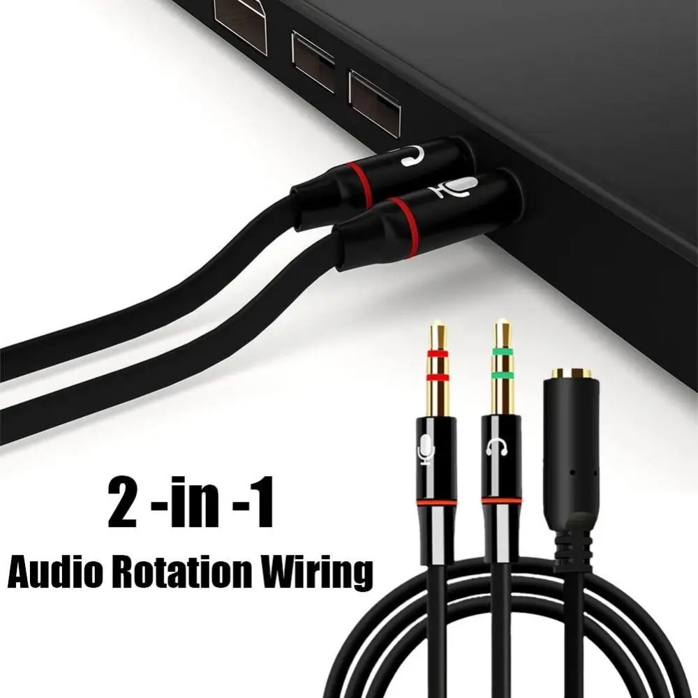 Audio Splitter Y - Adaptor Konverter Kabel Y Mikrofon Headphone